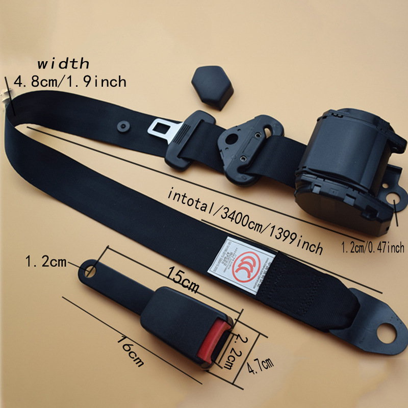 Car Seat Belts, Safety Belts for Buses, School Buses, Coaches, Vans, and Amusement Parks, Two-Point and Three-Point Safety Belts