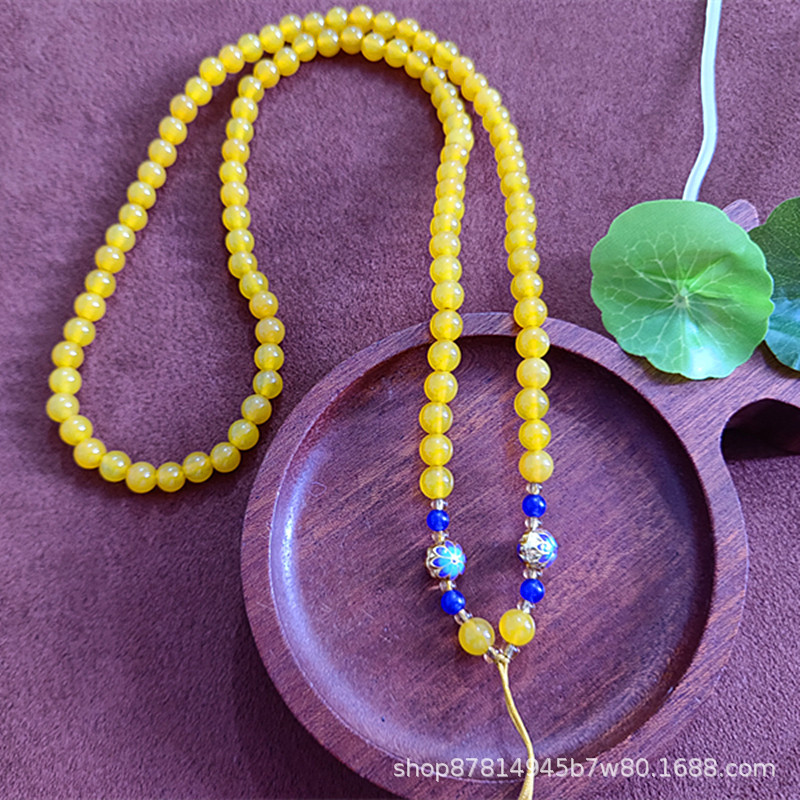 노란색 칼세도니 비드 목걸이