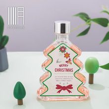 创意果酒瓶圣诞树小酒瓶透明玻璃瓶180ml果酒瓶葡萄酒分装空瓶