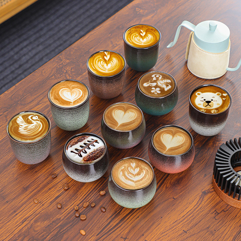 跨境陶瓷濃縮咖啡杯創意漸變色水杯大容量品茗杯窯變單杯主人杯