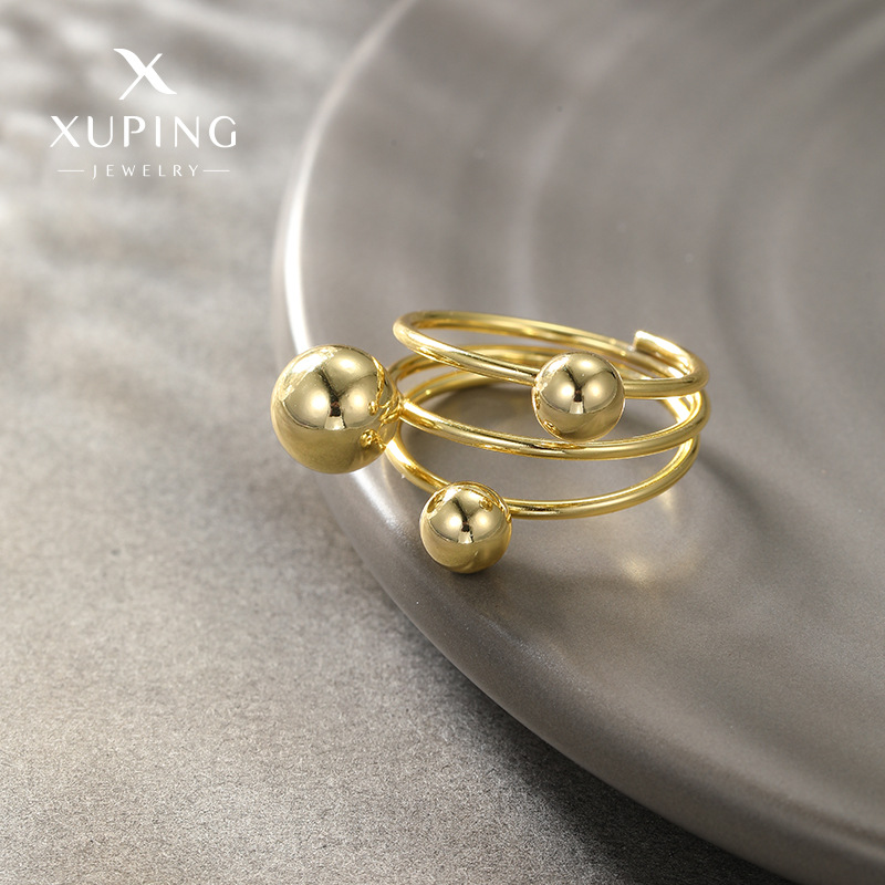 Xuping joyería transfronteriza nueva moda alta sensación de aleación de cobre lineal multicapa brillante perla anillo de anillo de damas