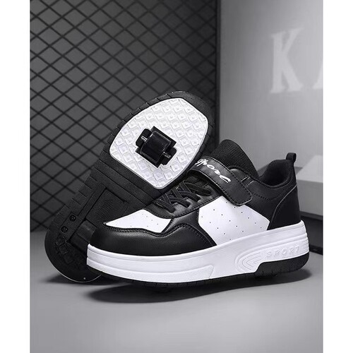 Skateboarding shoes for children, removable fluorescent double wheels, suitable for boys and girls, students, ice-skating shoes for young people and teenagers, sports outdoor skate shoes.