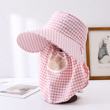 遮阳帽女夏季雪纺透气采茶帽防紫外线骑电动车防晒帽大沿干农活凉