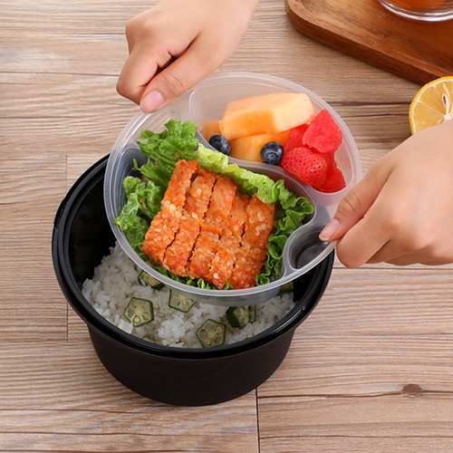 Mingxing Disposable Meal Box Security Lock Fastener Round Fast Food Takeaway Packing Box PP Plastic Soup Noodle Bowl Lunch Box