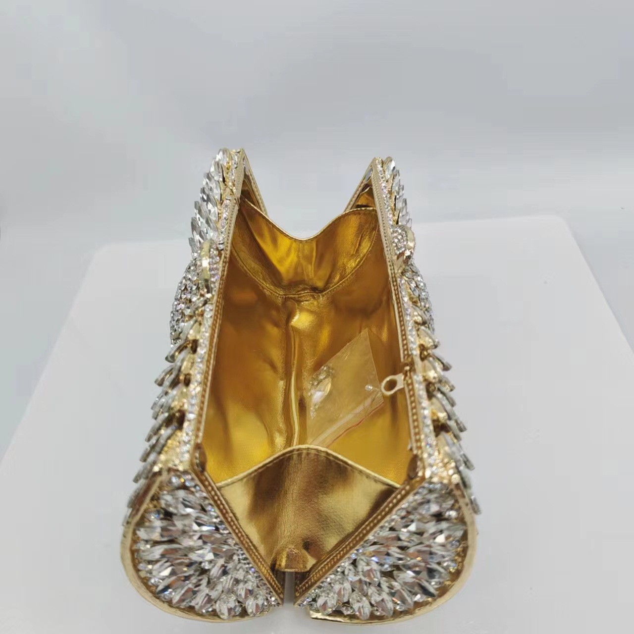 Cross-border nueva moda metal diamantes bolso de mano ropa de cena bolso de banquete bolso de cristal bolso de mano dorado blanco