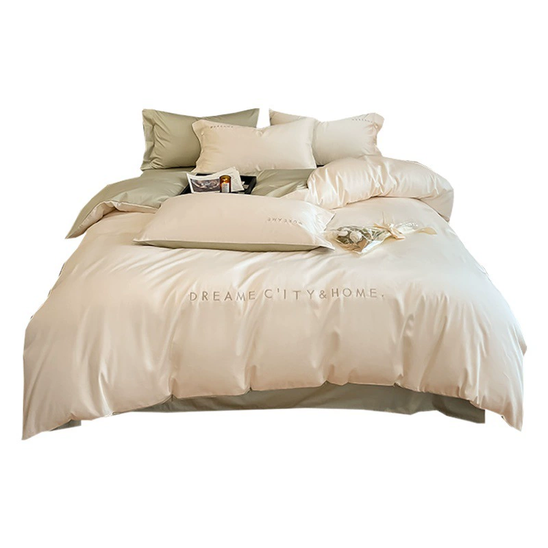 Комплект постельного белья из 4 предметов из 100% хлопка с вышивкой, 60-ниточный длинноволокнистый хлопок из Синьцзяна, простыня, пододеяльник, 100% хлопок