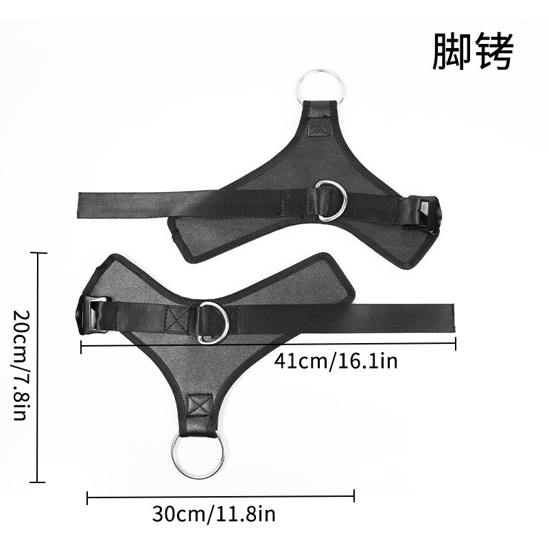 Jiuai SM Handcuff Bondage Set, 6-Piece PU Restraint Kit, Black — detail image 3