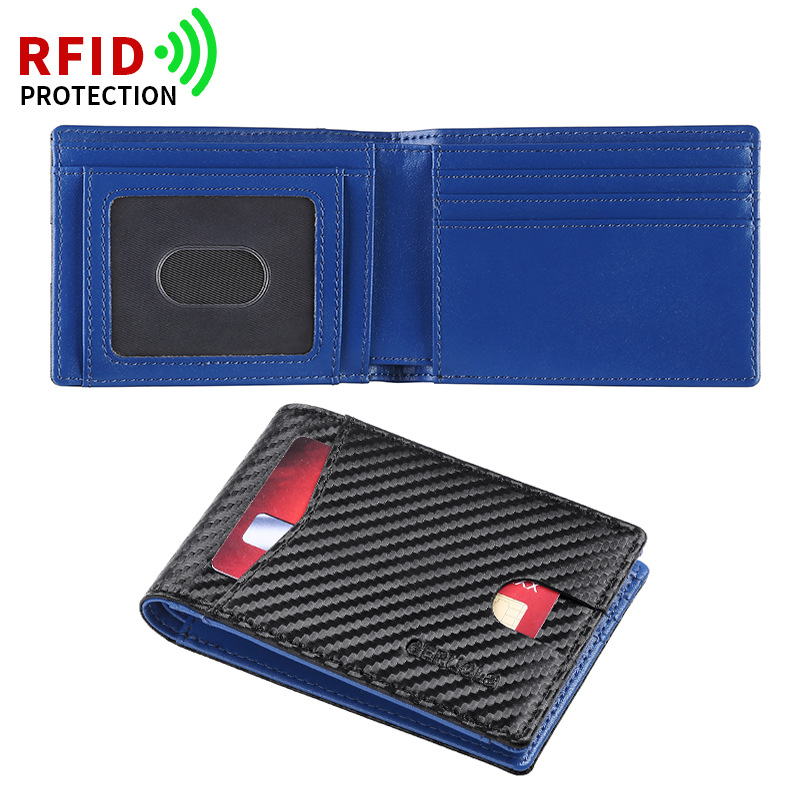 Geruola billetera con clip de oro estadounidense ultrafino para hombre, billetera de fibra de carbono explosiva de Amazon europea y americana, tarjeta bancaria simple