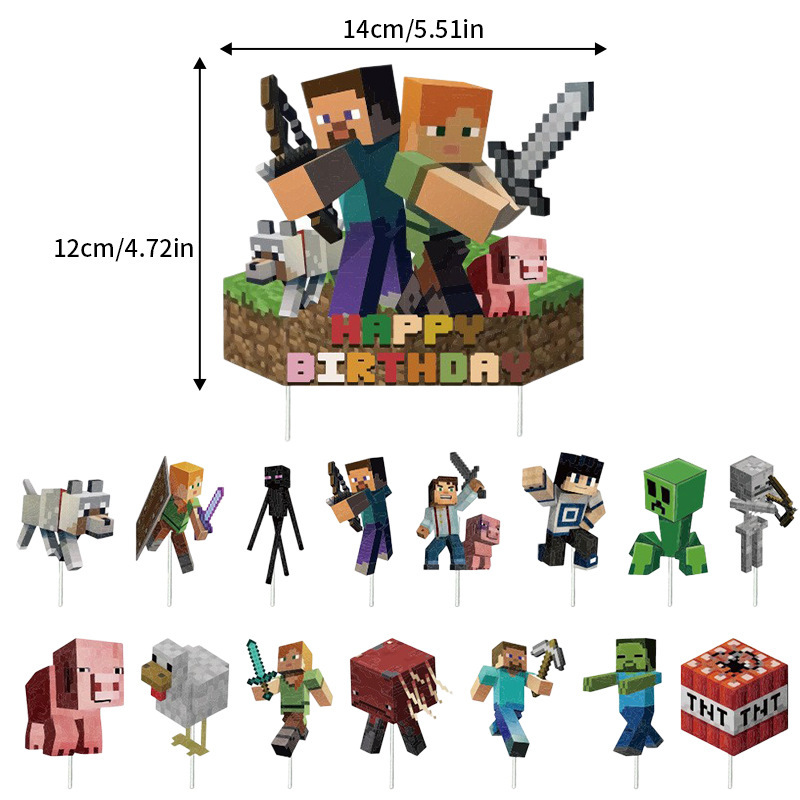 新しい Minecraft テーマのパーティーバナー装飾用品ピクセルゲームスパイラルチャームプルフラッグバルーンセット|undefined