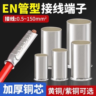 En-Type Bare End Cold-Pressed Terminal Copper Silver-Plated Butt Joint Copper Pipe Connecting Tube Copper Nose Pin Wire Nose