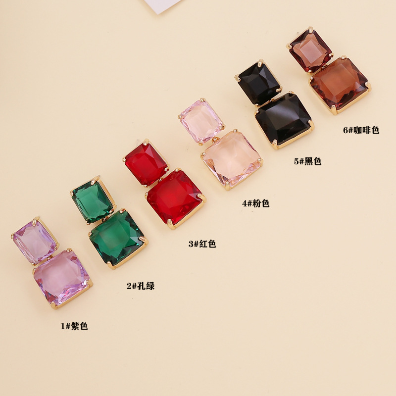 20g Weight 1 Pair Casual Simple Style Geometric Glass Copper Glass Drop Earrings