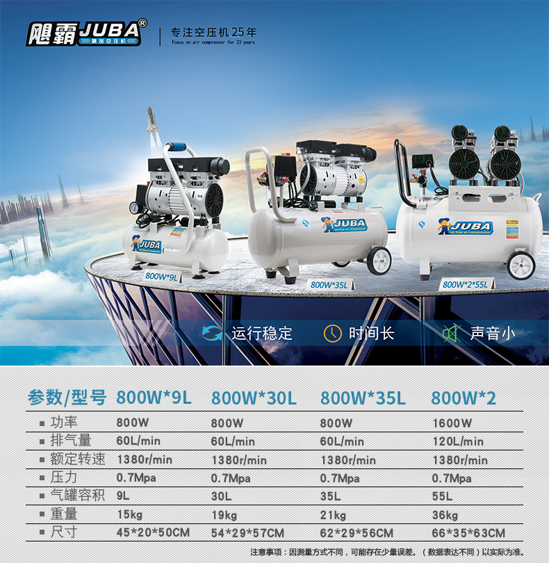 Hurricane Air Compressor Oil-Free Silent High-Pressure Air Pump Woodworking Household Spray Paint Decoration Compressor 220V