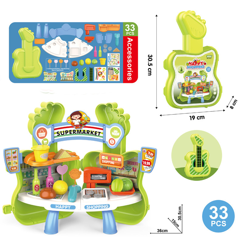 Los niños transfronterizos de simulación de supermercado herramientas de cocina para mascotas lavavajillas traje pastel vestidor jugar casa caja de almacenamiento Juguetes