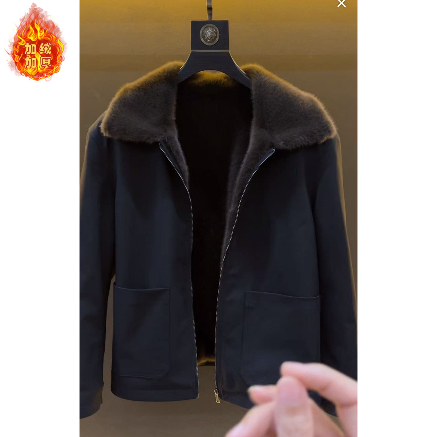 Parka in Old Money Style by Zuo Shan Diao Designer, Winter Luxury Fur Coat for Men, High-End Fleece-Lined and Thickened for Warmth