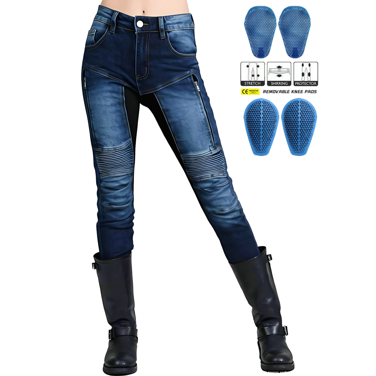 Volero motocicleta jeans Mujer verano malla transpirable alta cintura motocicleta pantalones de montar Kevlar silicona protectora