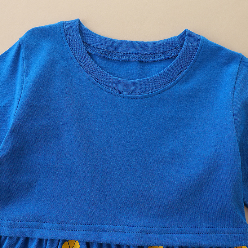 Vestido de manga larga para niñas de estilo europeo y americano de punto de algodón bolsillo de abeja falda para niños bebé niñas flor impresa vestido de princesa