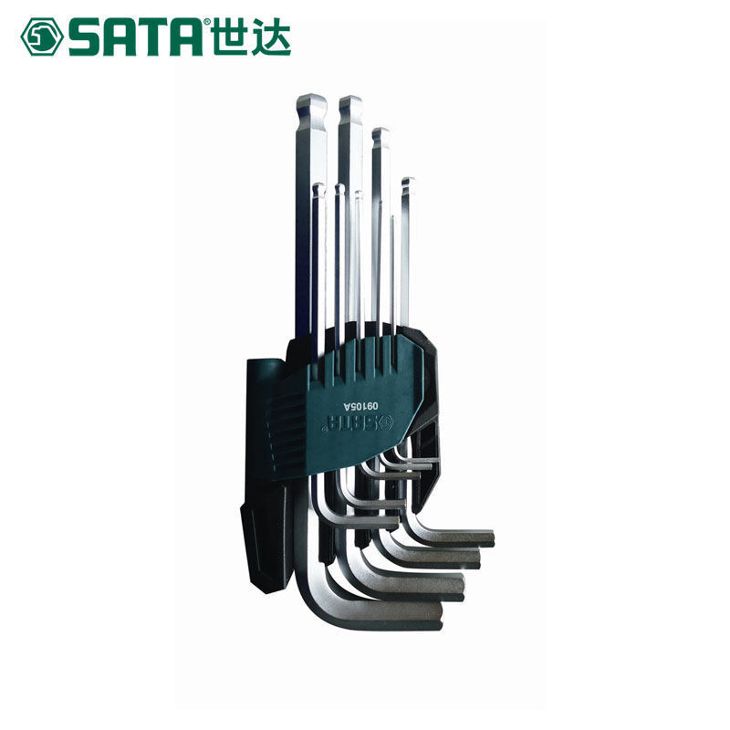 世达（SATA）9件铬钒钢加长球头内六角扳手组套 09105A