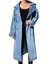 A 43331 Double Breasted Belted Denim Coat �p�ſ��L�� �羳��
