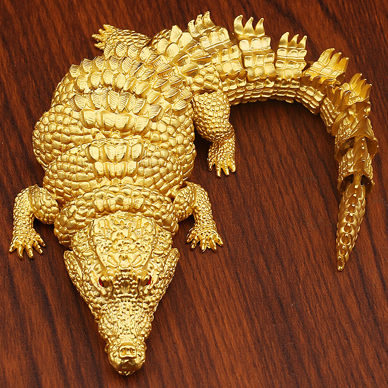 모래 금 손잡이 악어 가동 조인트 티 시트 장식 크리에이티브 악어 놀이 공예 금속 장신구