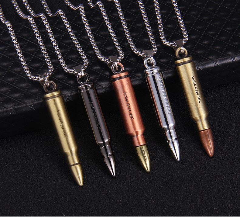 Punk Bullet Stainless Steel Alloy Plating Men'S Pendant Necklace display picture 1