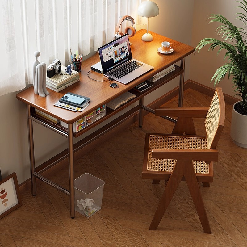 Solid Wood Desk Small Apartment Study Computer Desk Bauhaus Style Home Wall Study Desk Workbench