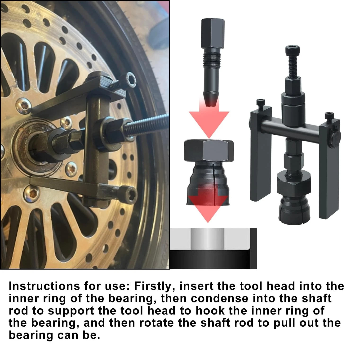 Bearing Puller Tool for Removing Inner Bearings from Motorcycle Wheel Hubs