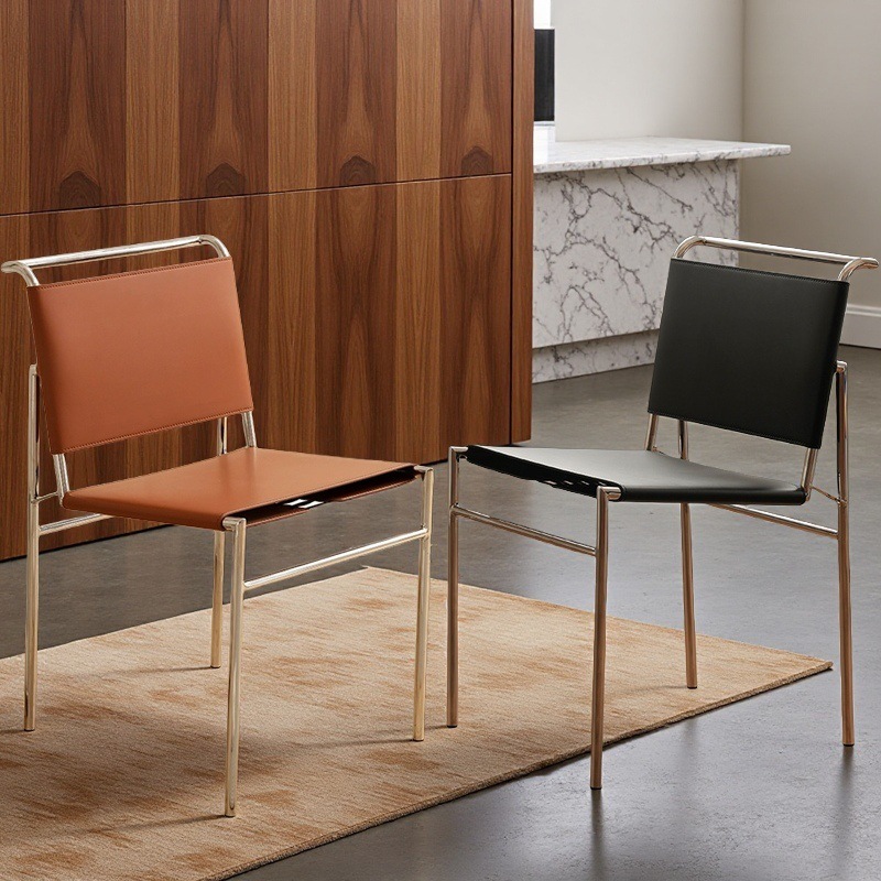 Middle Ancient Saddle Leather Chair Home Dining Chair Simple Modern Living Room Balcony Backrest Leisure Negotiation Chair Office Chair