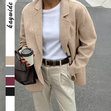 迪芸跨境欧美休闲高级纯色西装外套女装2025秋冬亚马逊外贸独立站