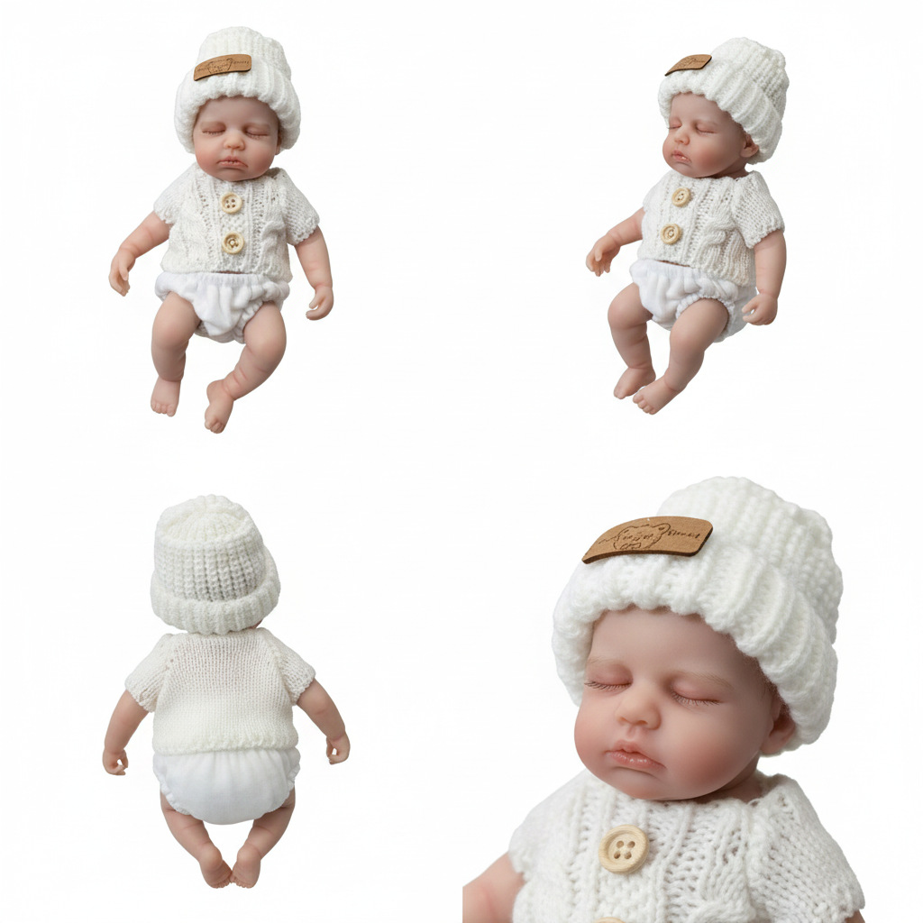 8 pulgadas sombrero de lana blanca de silicona sólida muñeca de simulación de silicona para niños Navidad sólida de silicona