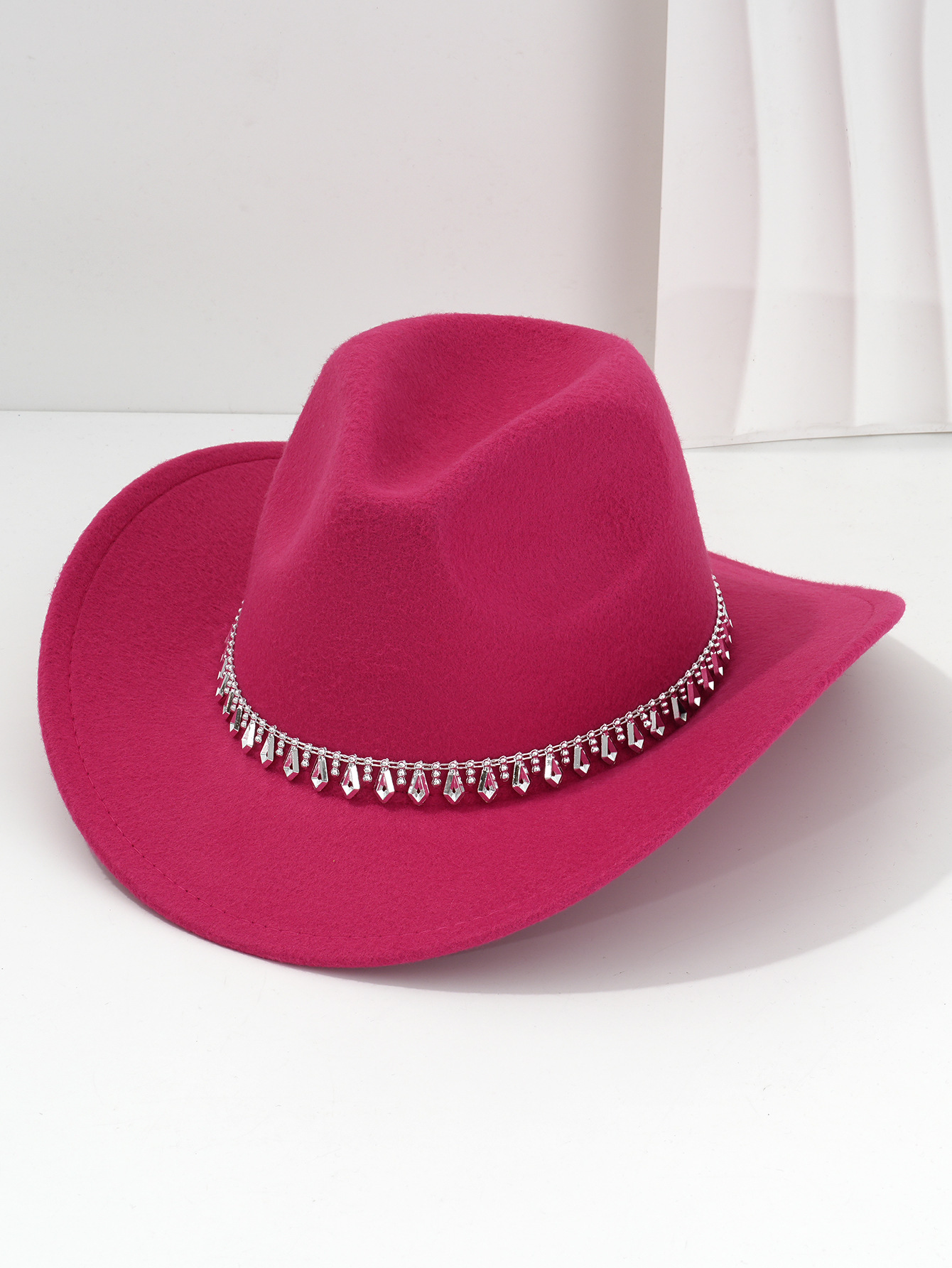 Cappello da cowboy western con strass in feltro morbido jazz_voghion.com
