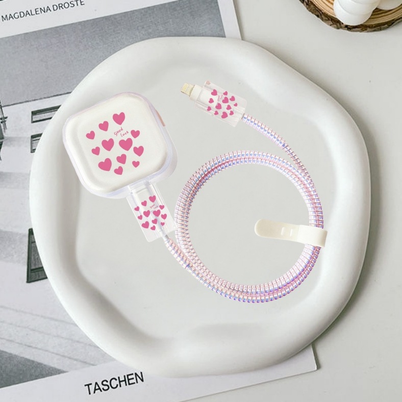 라운드 핑크 러브 [5종세트-큰머리1-작은머리2-보호로프1-스트랩1]