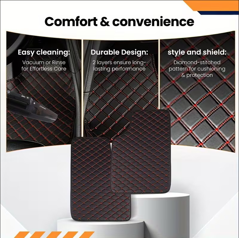 Cross-border Amazon universal car floor mats, waterproof leather version, wholesale and dropshipping from cross-border manufacturers, foreign trade PVC labeling