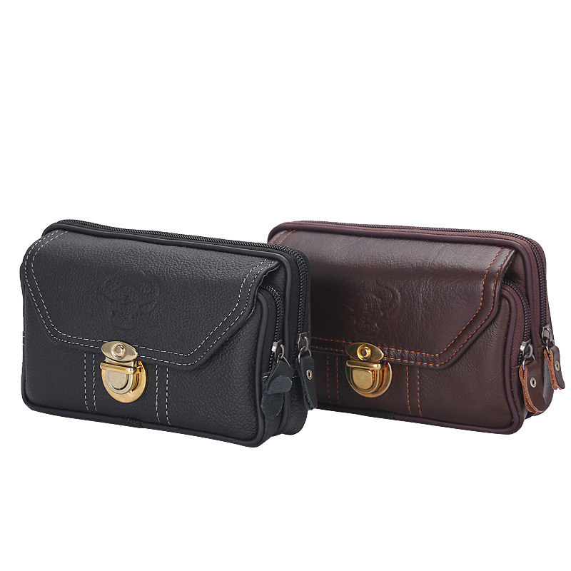 New Men's Waist Bag, Horizontal Style, First-Layer Cowhide Leather Phone Bag, Can Be Worn with a Belt, Comfortable Small Shoulder Bag, Coin Purse New Men's Waist Bag, Horizontal Style, First-Layer Cowhide Leather Phone Bag, Can Be Worn with a Belt, Comfortable Small Shoulder Bag, Coin Purse