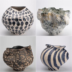 寂中古風小海螺陶磁器花瓶家庭見本間陶缶手描き大腹生け花器食卓装飾