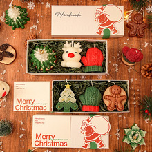 批发圣诞节创意手工香氛蠟燭伴手礼物圣诞树小鹿造型香薰蜡烛礼盒