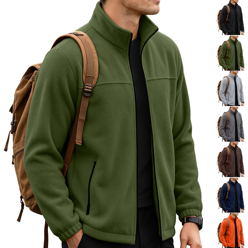 Chaqueta de Vellón Polar para Hombre de Poliéster Térmica y Cortavientos para Uso Casual y Exterior