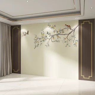 3d立体新中式电视背景墙壁布客厅壁纸客厅沙发装饰高级感墙布壁画
