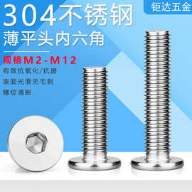 304不锈钢薄平头内六角螺丝CM大平头内六角机螺钉扁平头螺丝M2-M1