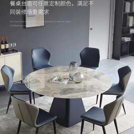 U4IZ岩板伸缩餐桌轻奢简约现代旋转方圆两用餐桌椅家用小户型圆形