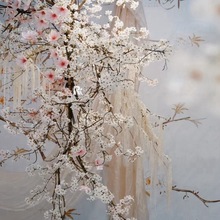 仿真高品质梨花假花樱花枝新中式婚礼拍照道具悬挂婚庆花艺装饰