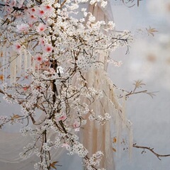 高品質の梨花の造花桜の枝をシミュレーションします。