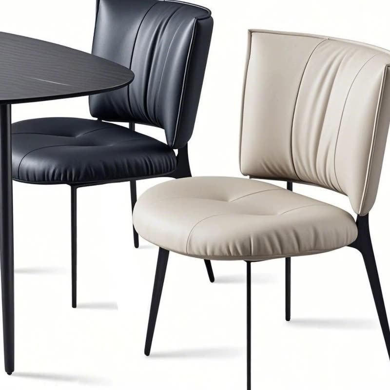 Italian Minimalist Dining Chair Home Classy Leisure Leather Soft Bag Restaurant Chair Designer Model Room Cafe Chair