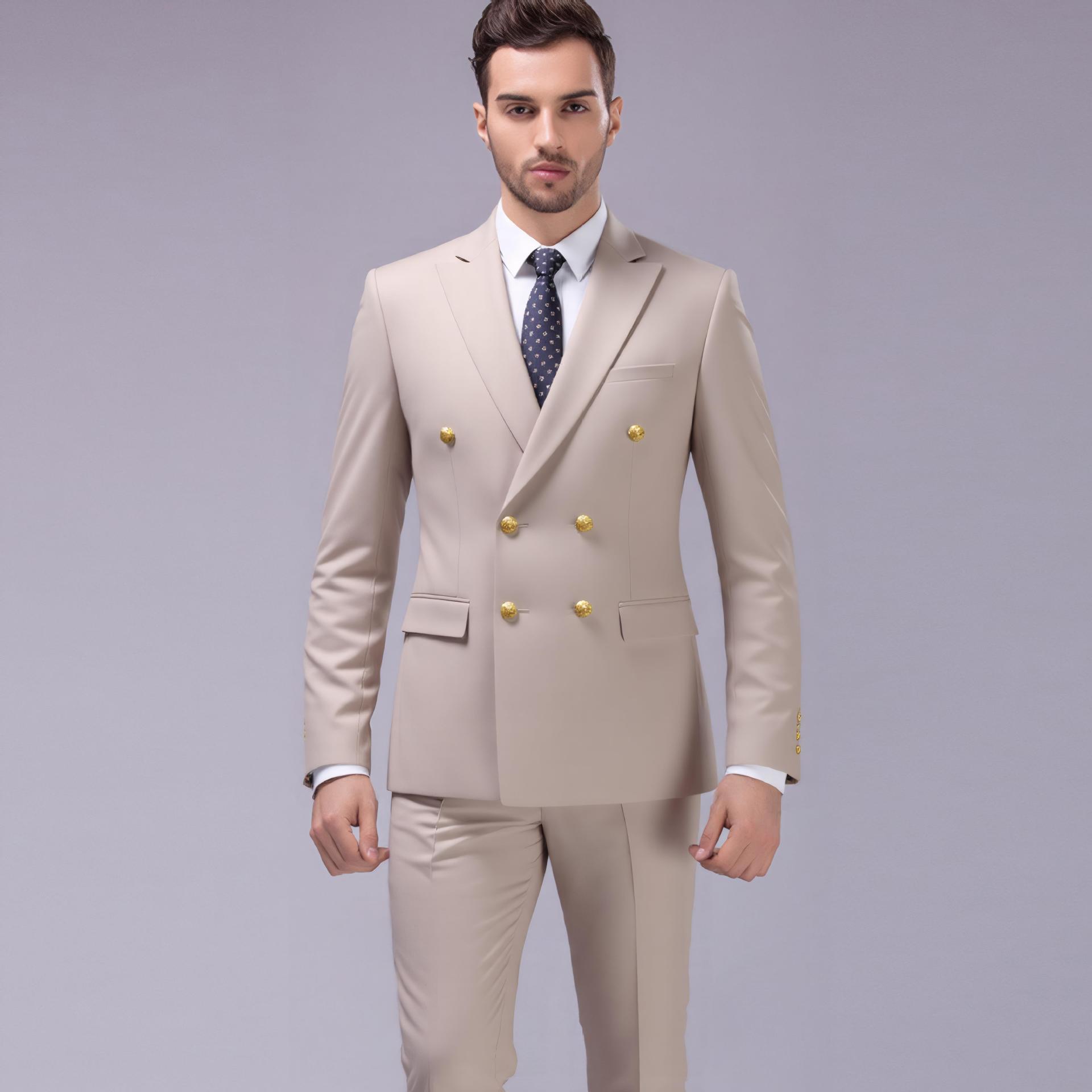 Cross-Border European and American Men's Business Casual Suit Suit Men's Wedding Banquet Stage Performance Dress Suit Two-Piece Set