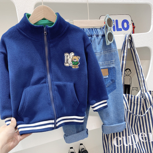 Children's polar fleece jacket boys plus fleece autumn clothing  baby clothing fleece baby top winter particle fleece thick
