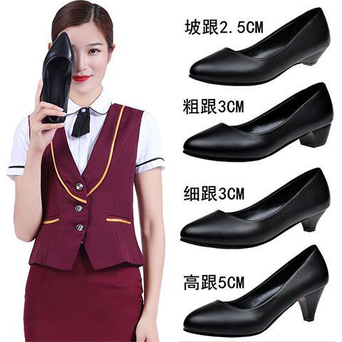 Large Size High-Heeled Women's Shoes, Professional High Heels, Etiquette Flight Attendant Shoes, Black Chunky Heels, Interview Work Shoes, Women's Stiletto Heels, Flight Attendant Shoes