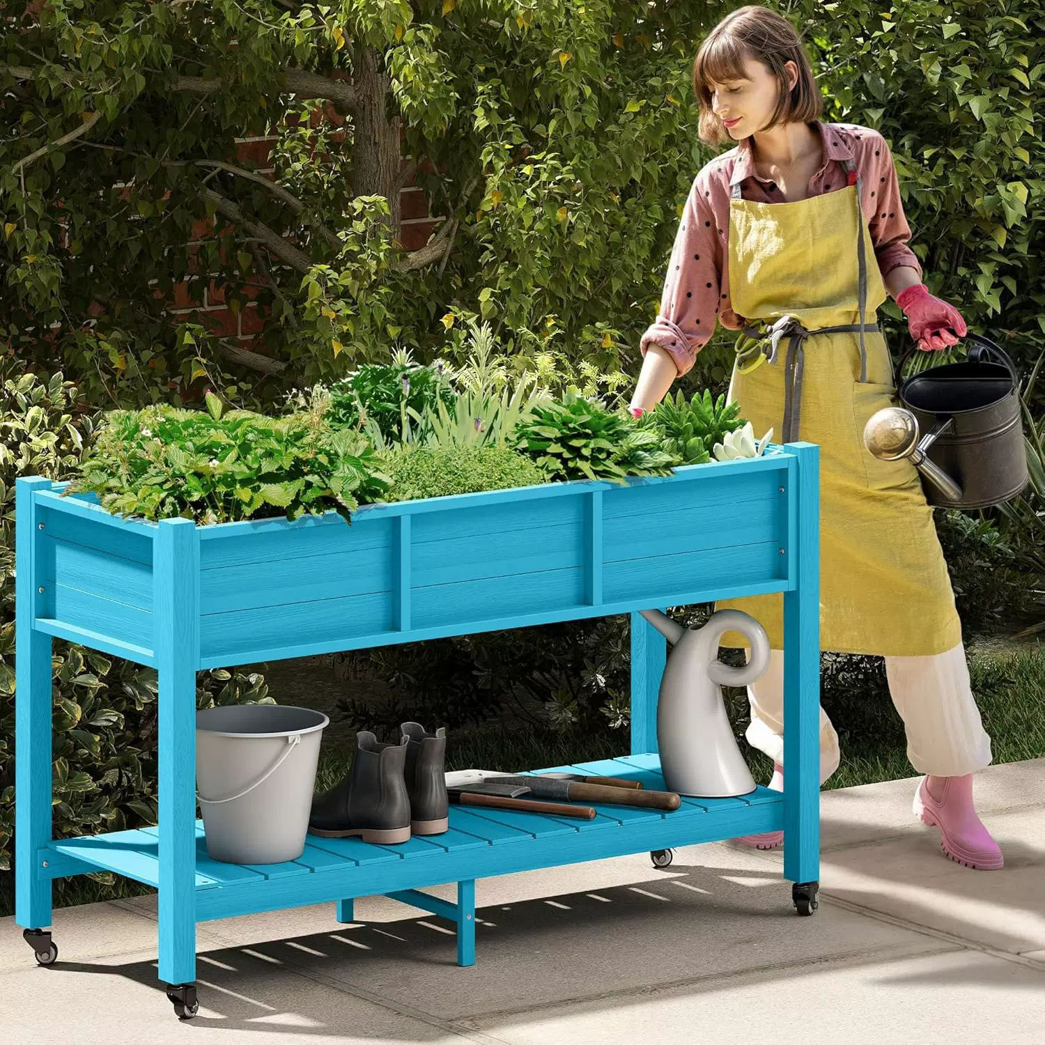 跨境实木花盆架木制户外花架可移动家庭种植园阳台花卉蔬菜种植箱