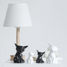创意陶瓷狐狸摆件动物家居饰品现代简约北欧风客厅台面装饰品礼品