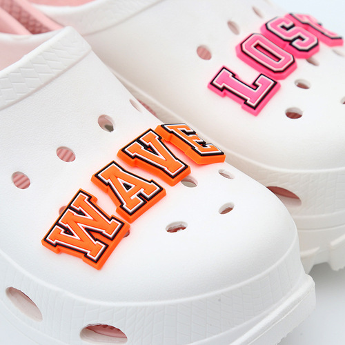 Pink letter series holey shoes flower shoe buckle English letter and number set cartoon detachable shoe accessories