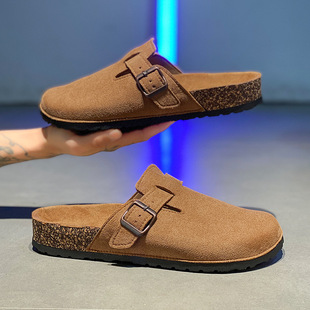 Birkenstock Shoes for Men and Women, Same Style, Closed-Toe Half Slippers, 2025 New Model, Casual Outdoor Wear, Lazy Style, Cross-Border Large Size, Cork Birkenstock Slippers