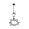 White belly button piercing